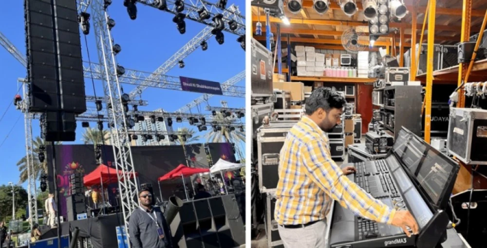 Rinu Basheer of Udaya Sound with the new L Acoustics gear, and the grandMA3 console