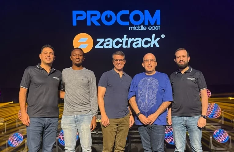 L–R: Rami Harfouch of Procom, Kenneth Kibiru and Stephan Saremba of zactrack and Procom’s Raja Harfouche and Wiam Boutine