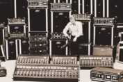 Hartley Peavey with an assortment of Peavey's most iconic products